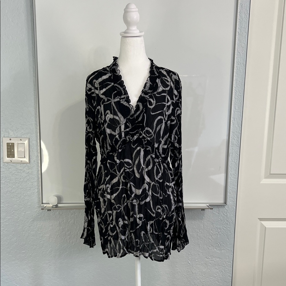 Allison Taylor Elegant Black and White Blouse XL
